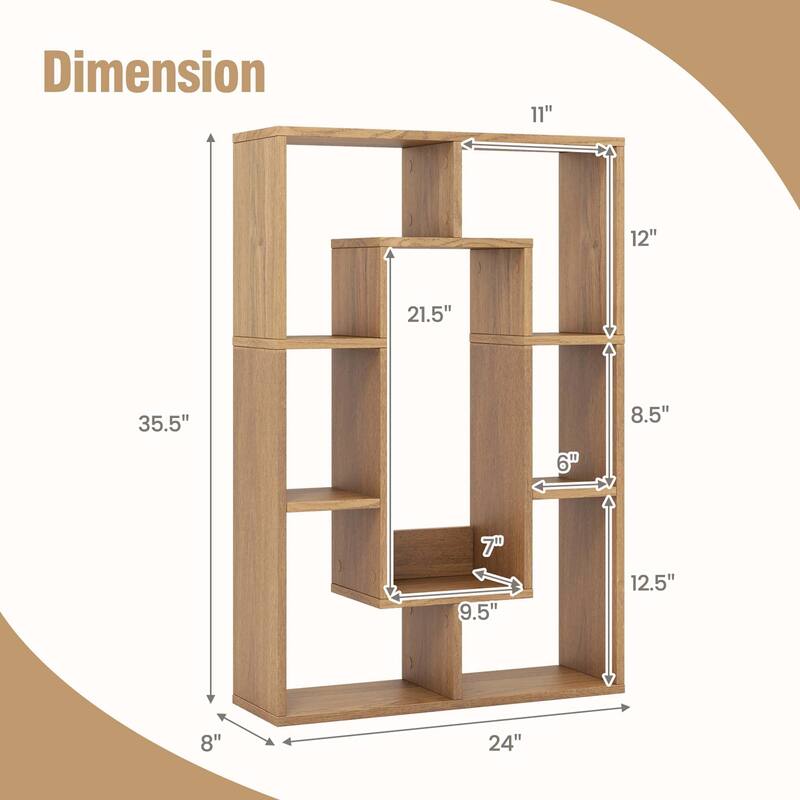 Costway 7-Cube Geometric Bookshelf with Anti-Toppling Device Modern - See Details