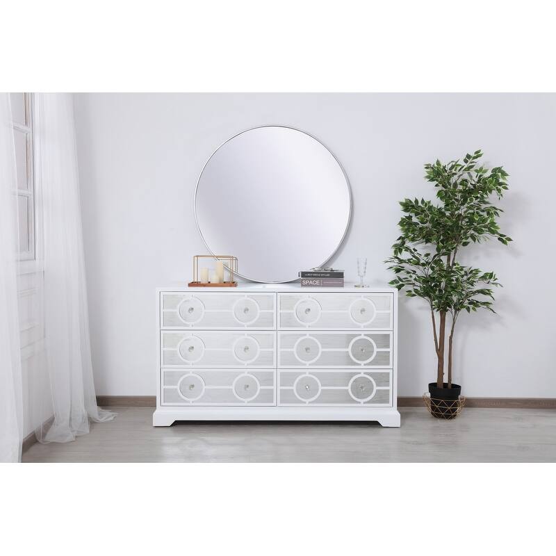 60 in. 6 Drawer Mirrored Cabinet