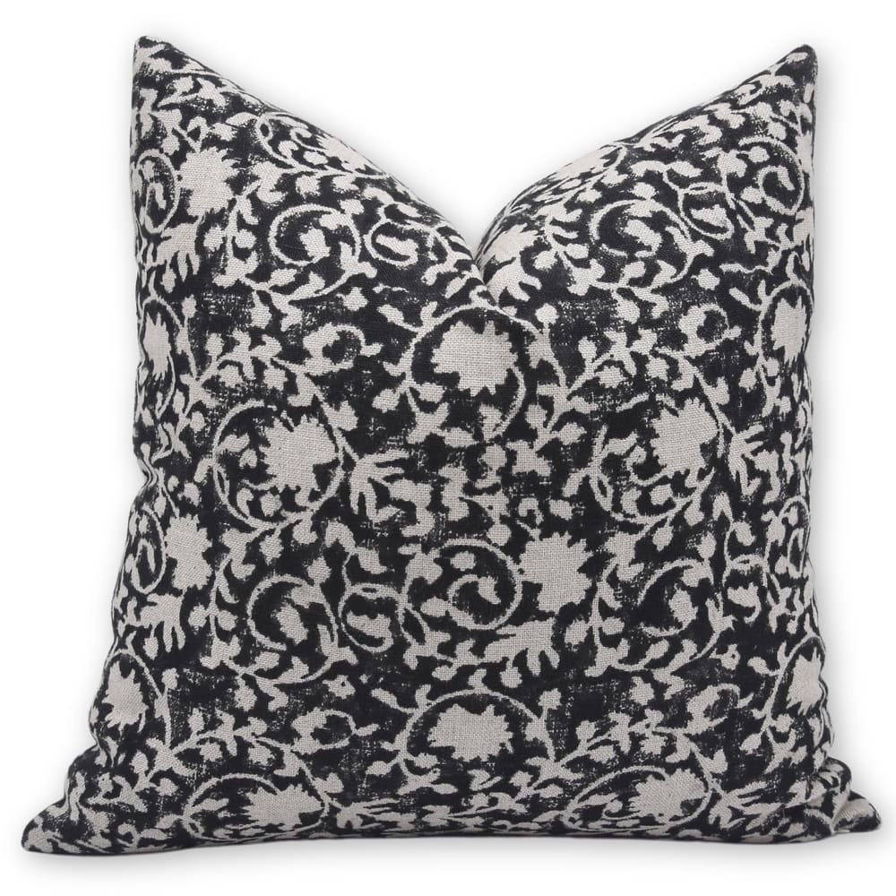 Fabdivine Floral Block Print Linen Cushion Cover Vintage Farmhouse Décor, Devdas