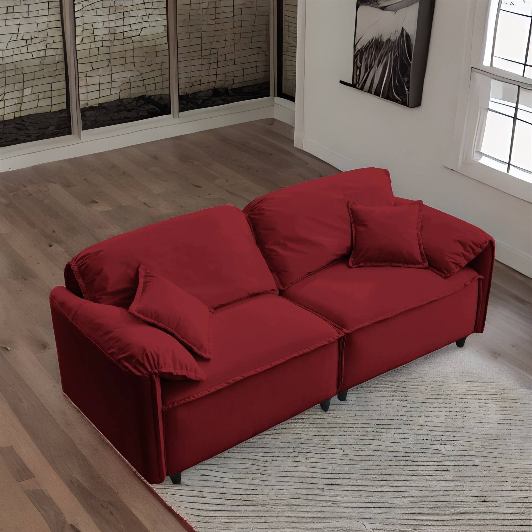 Luxury Modern Style Living Room Velvet Upholstery Sofa Bed Bath