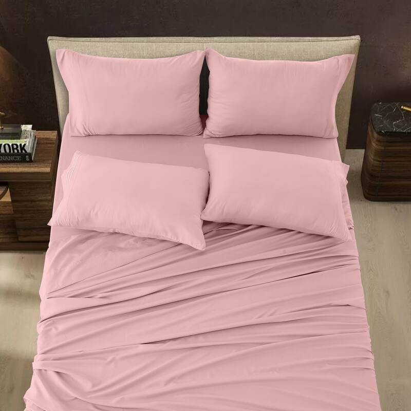 6 Piece Bed Sheet Set Deep Pocket Ultra Soft Microfiber Bedding Sheets