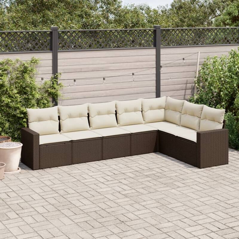 vidaXL Garden Sofa Set Brown, Cream White - 24.4 x 25.8 x 27.2