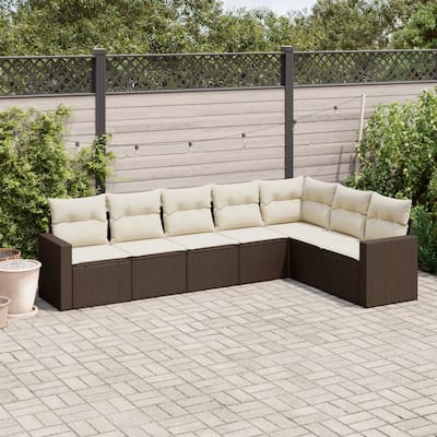 vidaXL Garden Sofa Set Brown, Cream White - 24.4 x 25.8 x 27.2