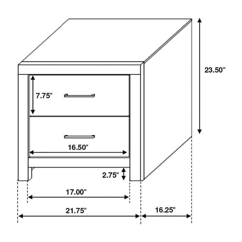 2 Drawers Wooden Nightstand in Barrel Oak