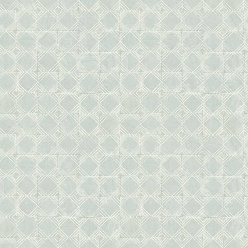 Chesapeake Button Block Aqua Geometric Wallpaper