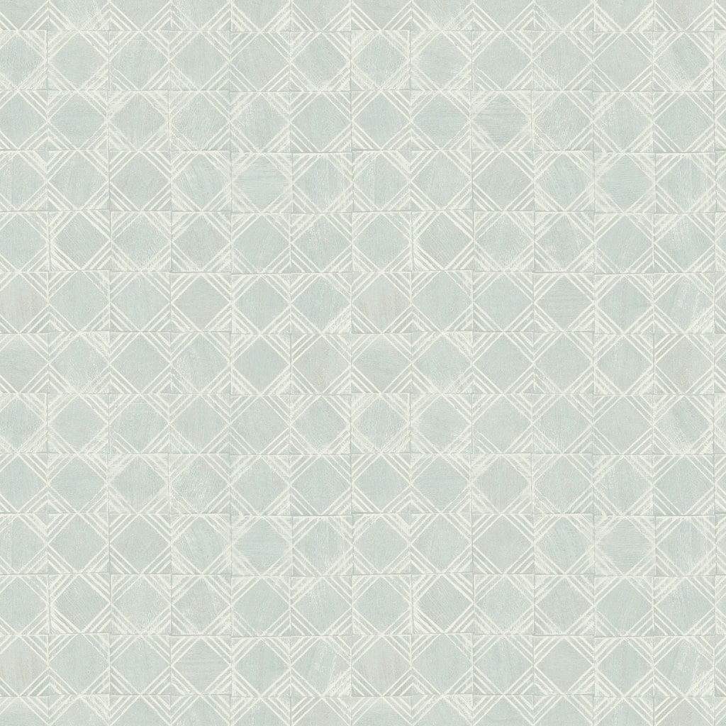 Chesapeake Button Block Aqua Geometric Wallpaper