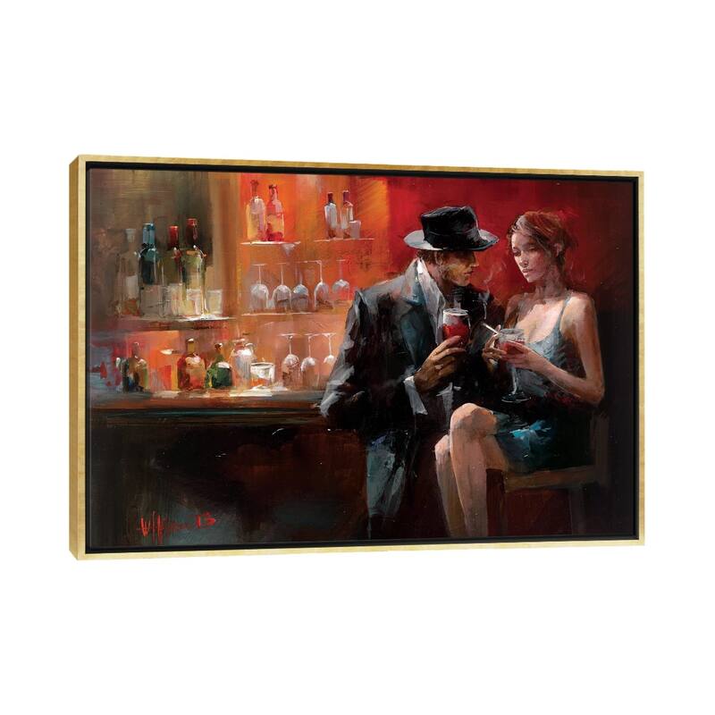 iCanvas "Evening In The Bar I" by Willem Haenraets Framed Canvas Print - Gold - 18x26