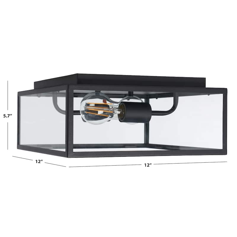SAFAVIEH Lighting Milene 12-inch Outdoor Flush Mount - 12 In. W x 12 In. D x 6 In. H - 12Wx12Dx6H