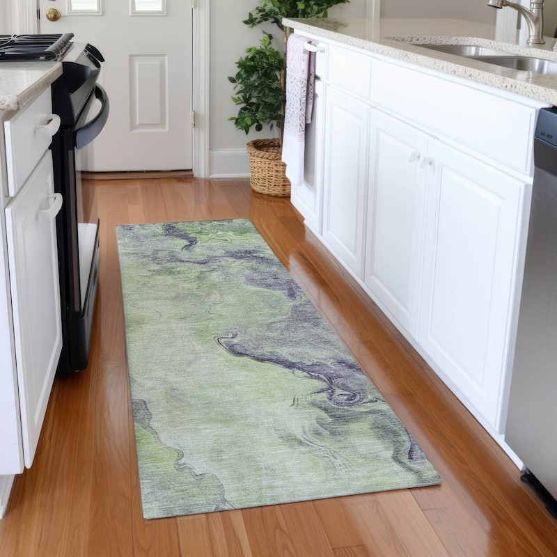 Premium Washable Super Soft Modern Mayfield Rug - Aloe - 2'3" x 7'6"