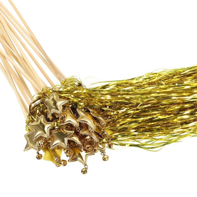 24pcs Fairy Wands Shiny Streamers with Bell Metallic Foil Fringe Party