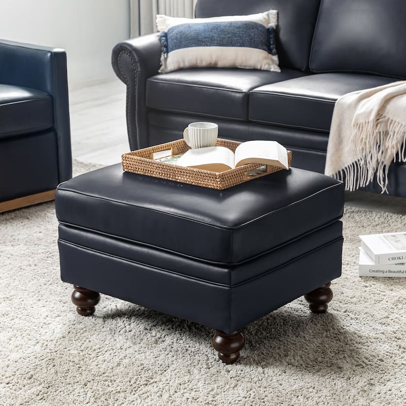 Irene Contemporary Genuine Leather Water Resistant Ottoman by HULALA HOME