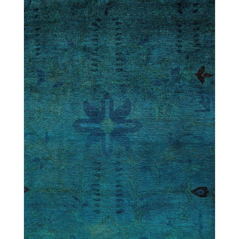 Overdyed, One-of-a-Kind Hand-Knotted Area Rug - Blue - 12' 1" x 15' 3"