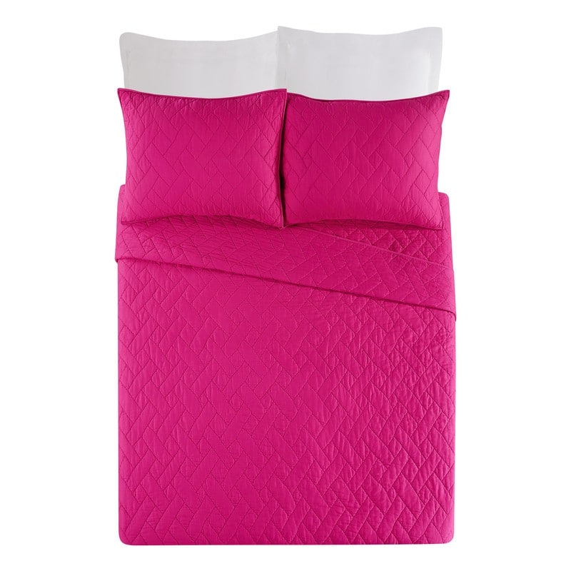 Trina Turk Dream Weaver Pink Coverlet Set, 3 Pieces
