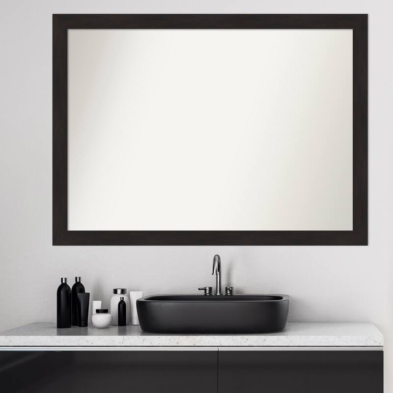 Non-Beveled Bathroom Wall Mirror - Furniture Espresso Narrow Frame