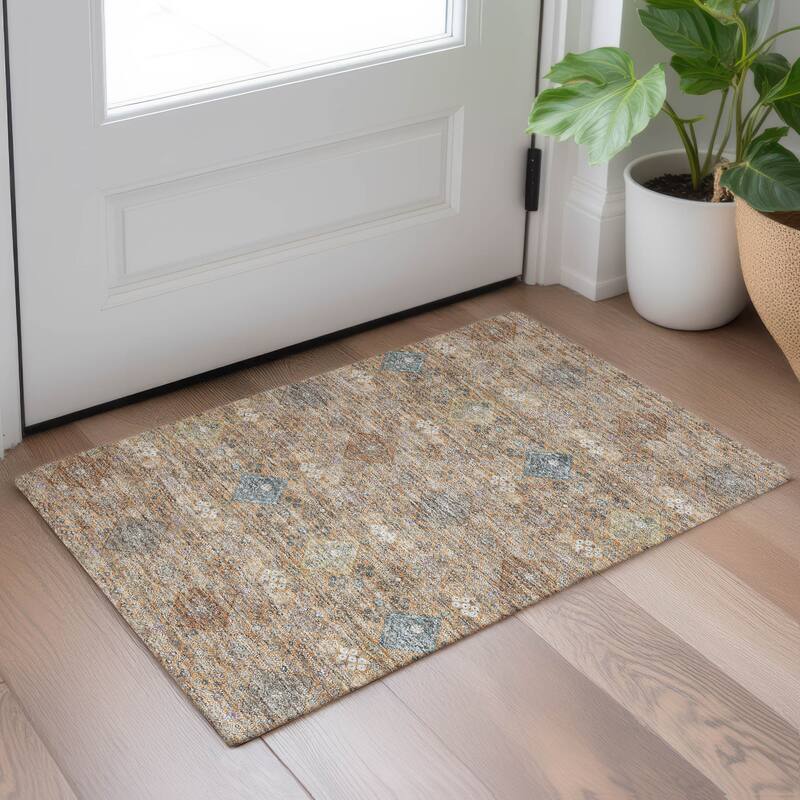 Machine Washable Indoor/ Outdoor Boho Panel Chantille Rug