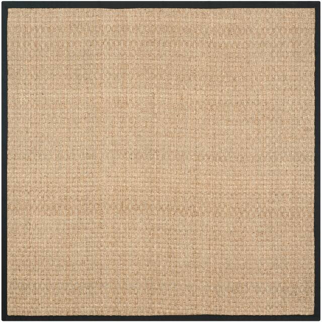 SAFAVIEH Natural Fiber Marina Basketweave Seagrass Rug - 7' x 7' Square - Natural/Black