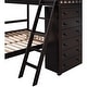 preview thumbnail 11 of 12, Wooden Twin Over Full Bunk Bed with 6 Drawers, Flexible Shelves & Removable Bottom Bed on Wheels, Espresso