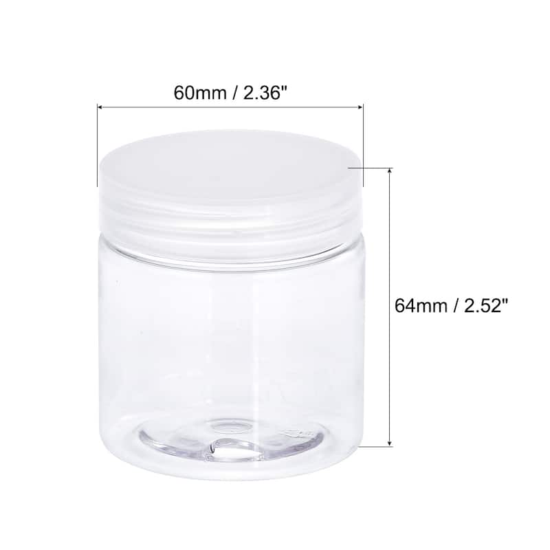 Round Plastic Jars with Transparent Screw Top Lid, 4Pcs