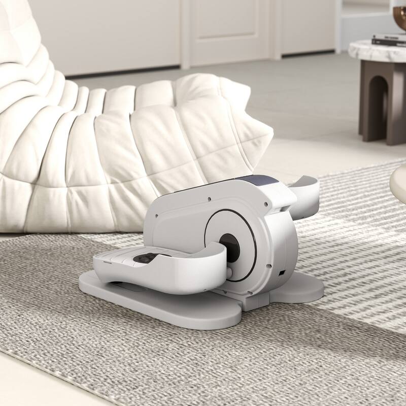 Soozier Under Desk Elliptical Machine, Electric Ellipse Leg Exerciser w/ LCD Monitor, Massage Pedal, Remote Control