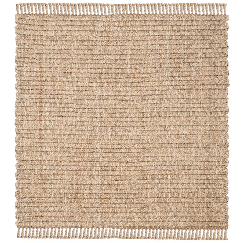 SAFAVIEH Handmade Natural Fiber Jaylee Jute Fringe Rug - 6' Square - Natural
