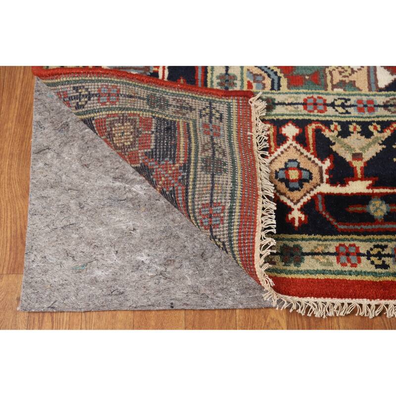 Medallion Heriz Serapi Indian Area Rug Hand-Knotted Wool Carpet - 7'11" x 9'10"