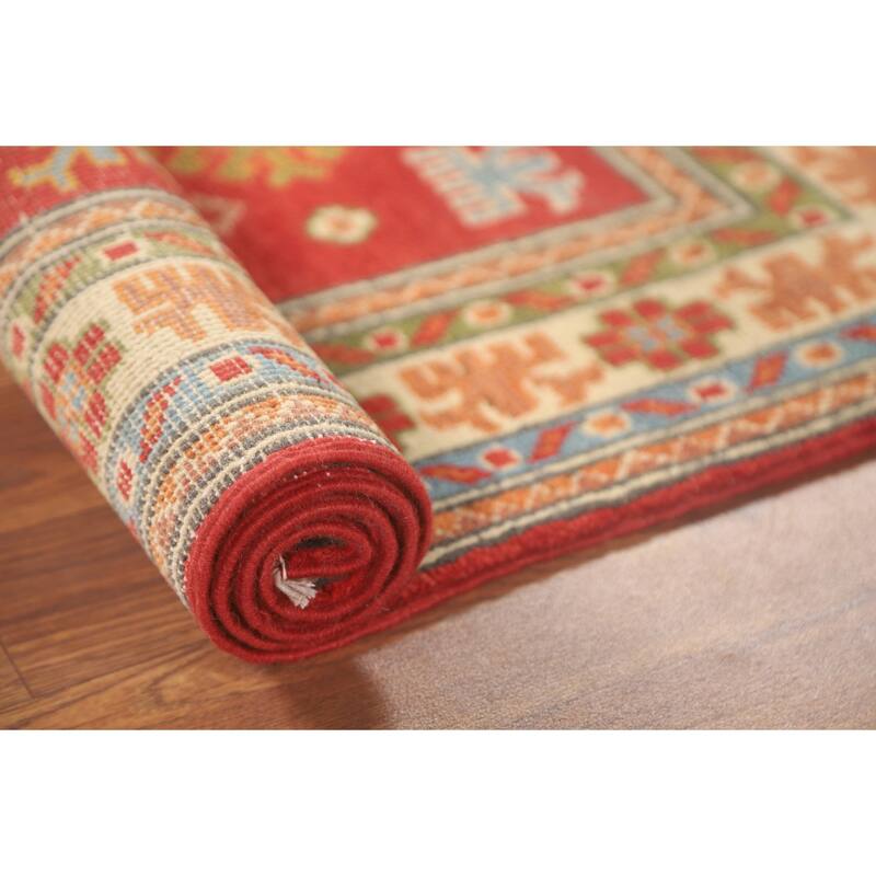 Kazak Oriental Accent Rug Handmade Red Wool Carpet - 2'7"x 4'2"
