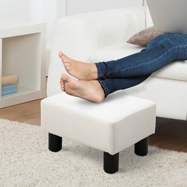 Homcom Modern Small Faux Leather Ottoman Footrest Stool White