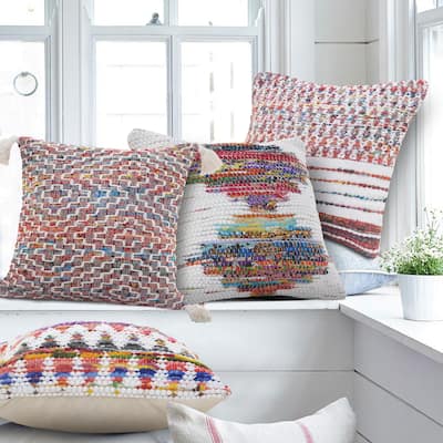 Sevita Dazzling Diamonds Chindi Throw Pillow with Tassels