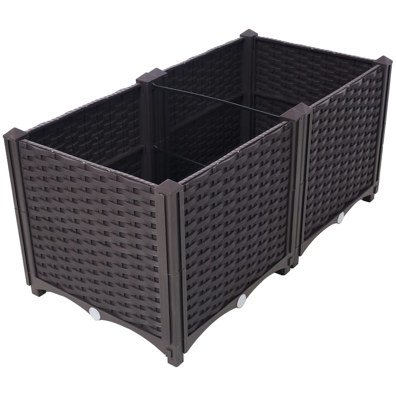Portable Vegetable & Flower Planter Box, for Patio, Balcony, Backyard - Brown+31.5" L X 15.7" D X 14.7" H