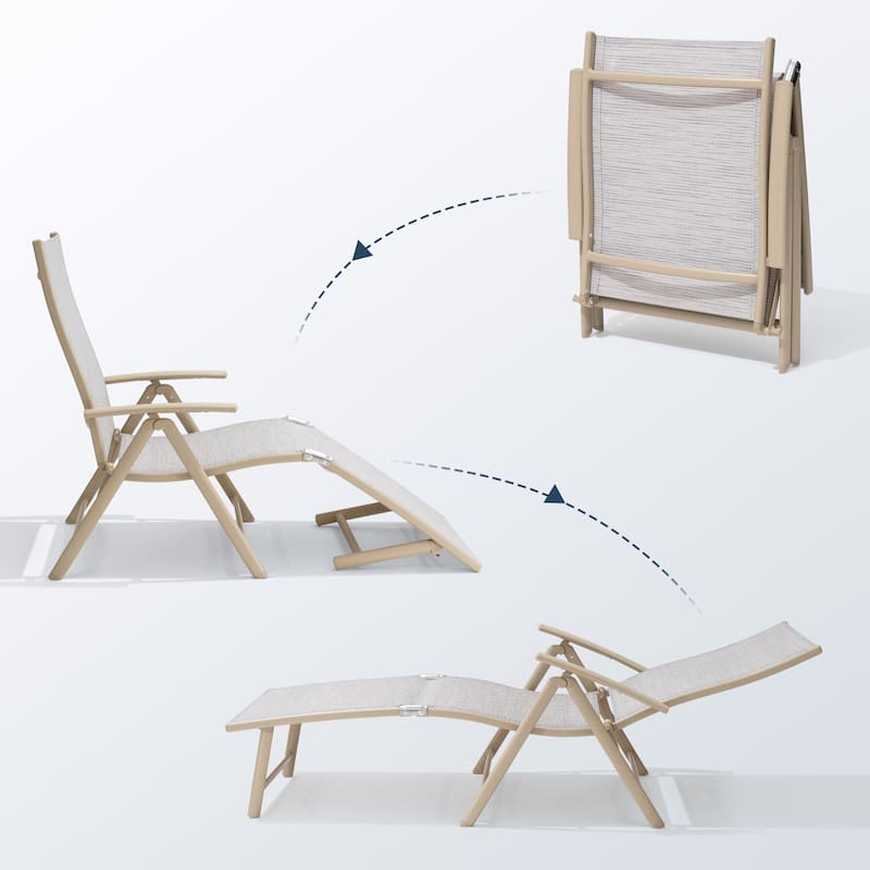 Pellebant 2PCS Adjustable Aluminum Patio Chaise Lounge Chair