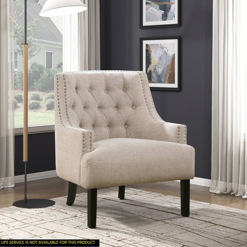 Modern Traditional Chenille Accent Chair with Nailhead Trim