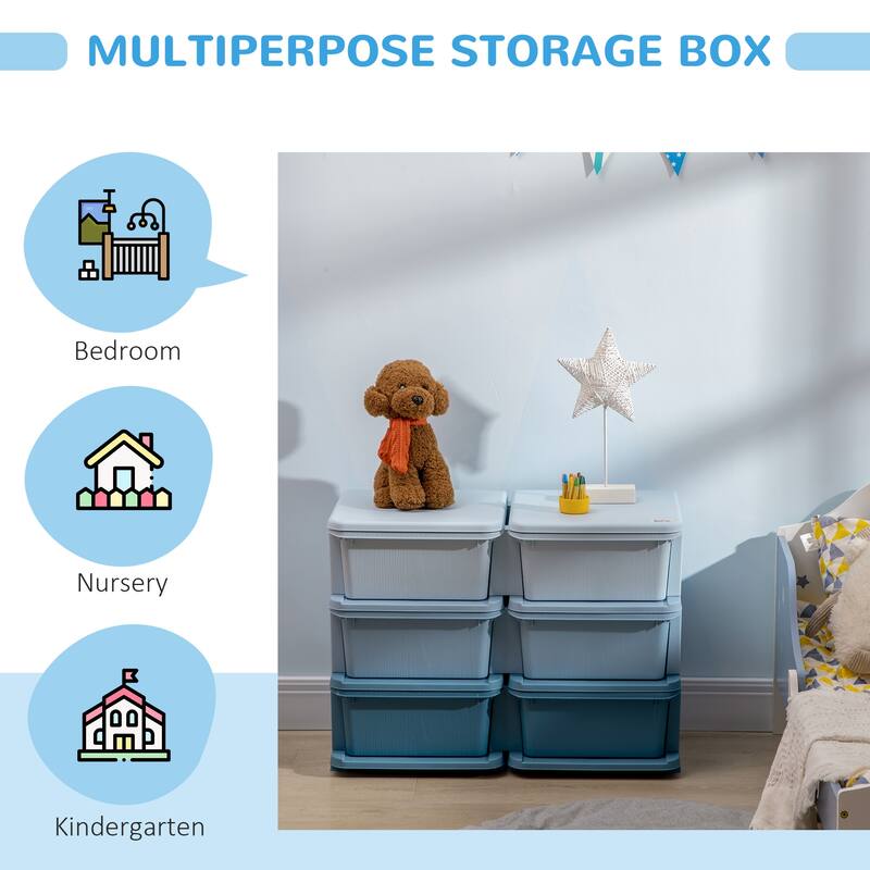 3 Tier Kids Storage Unit,6 Drawer Chest Toy Organizer Plastic Bins for Kids Bedroom Nursery Kindergarten Living Room