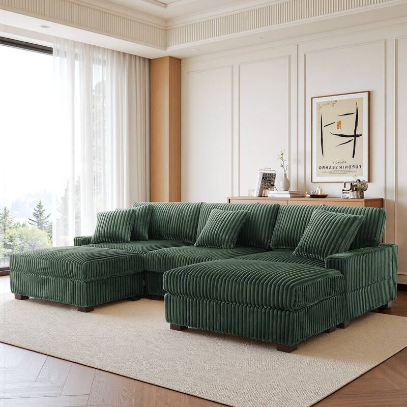 118.4"W Plush Modular Sectional Sofa with Pillows