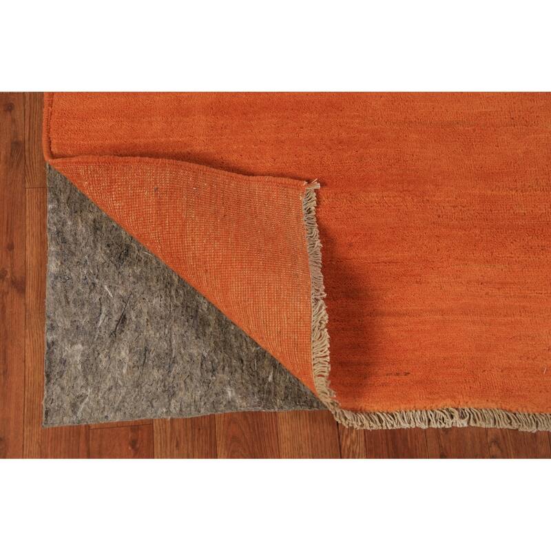 Orange Gabbeh Oriental Rug Handmade Wool Carpet - 3'5" x 4'11"