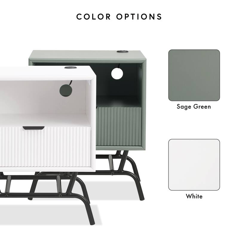 DH BASIC 2-Piece Modern Coffee Table and End Table Set with 3D Wave Accented Drawers by Denhour