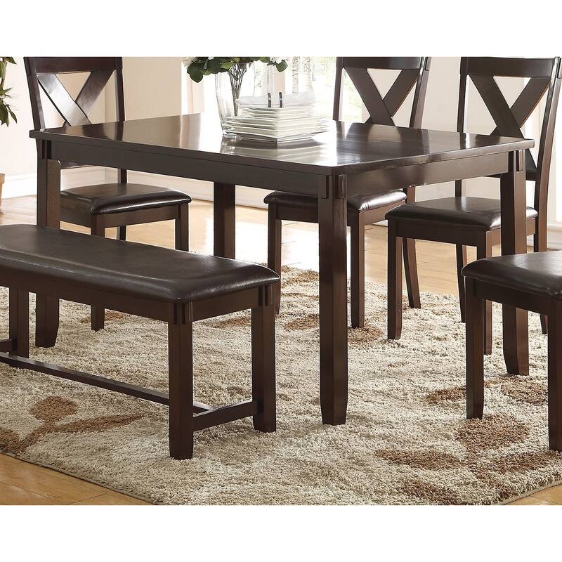 6 Piece Dining Table and Chair Set, Solid Wood Kitchen Dining Room Table Set with 4 Side Chairs and Bench Seat