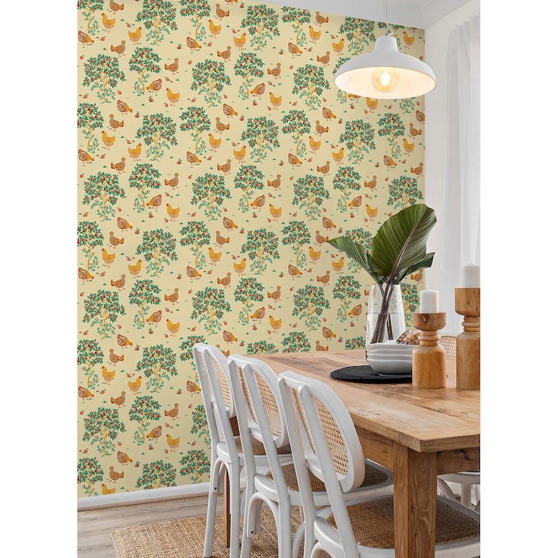 Hen House Butter Yellow Peel and Stick Wallpaper