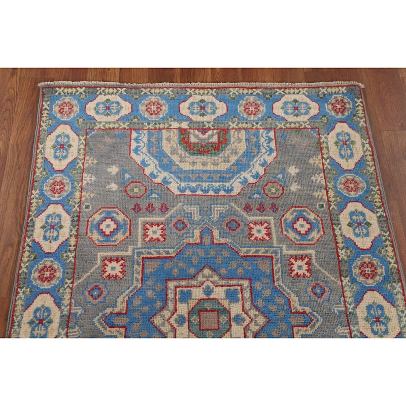 Kazak Accent Rug Handmade Traditional Foyer Wool Carpet - 2'9" x 4'0"