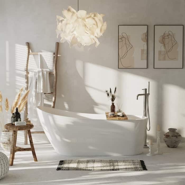 DeerValley Prism 67" x 29" Freestanding Soaking Acrylic Bathtub with Overflow Drain