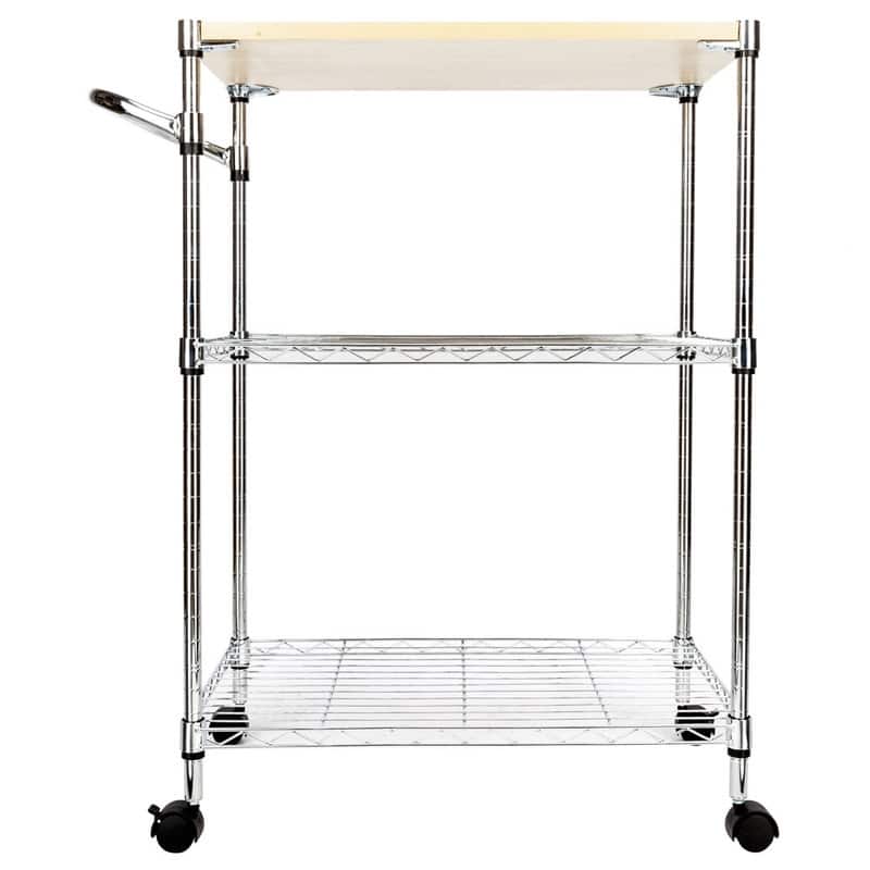 3-Tier Rolling Kitchen Trolley Cart Steel Island Storage Utility Service Dining