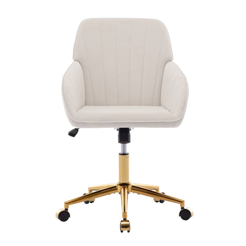 Ergonomic Adjustable Office Chair with Golden Base, Velvet Cushion, Backrest Support, Comfortable for Long Sitting