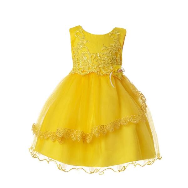 Shop Rain Kids Baby Girls Yellow Floral Sequin Lace Tulle Special Occasion Dress Overstock 30076975