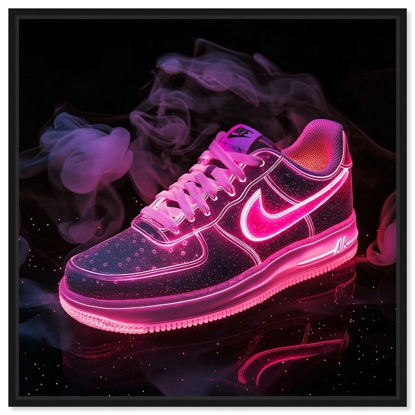 Pink Neon Nike Canvas Sneaker Art Print by Art Remedy - Bed Bath