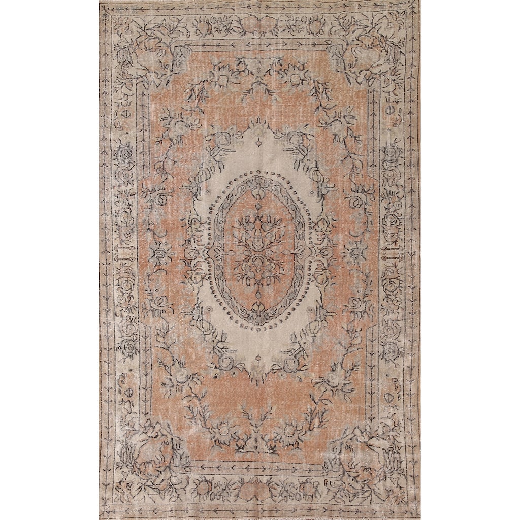 Distressed Anatolian Turkish Vintage Area Rug Handmade Wool Carpet - 6'2" x 9'11"