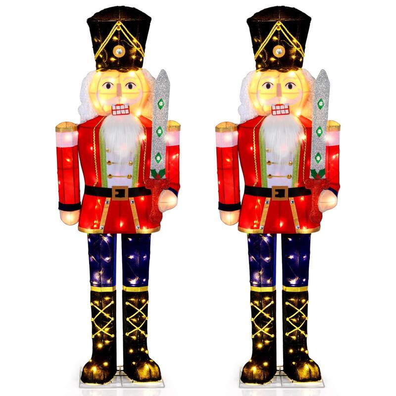 Costway 1/2 PCS 5 FT Lighted Nutcracker Soldier Outdoor Christmas - as pic shows