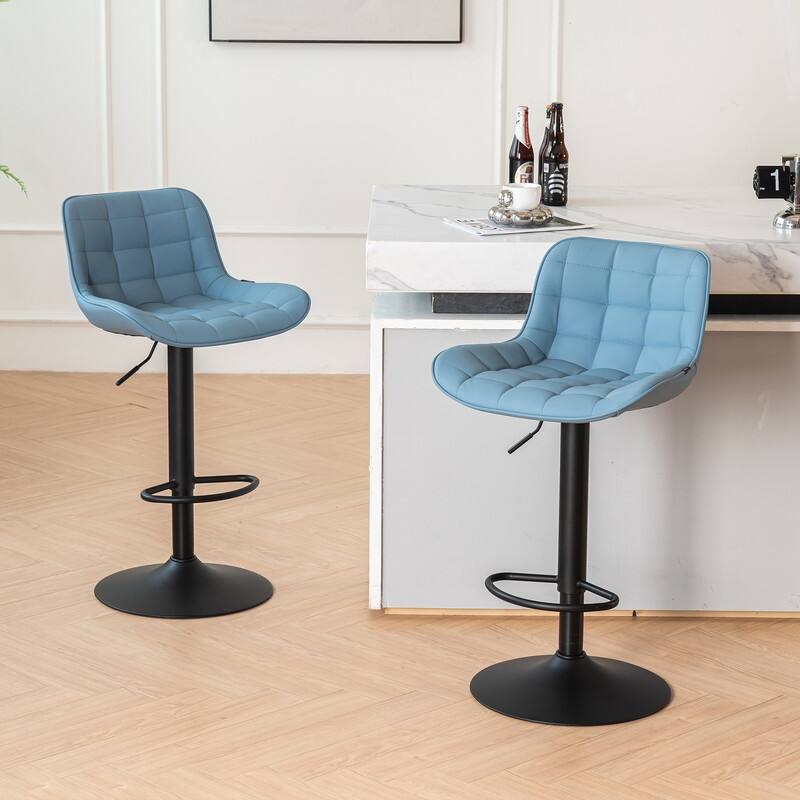Adjustable Height Bar Stools Set of 2, Faux Leather Barstools for Kitchen Island Counter