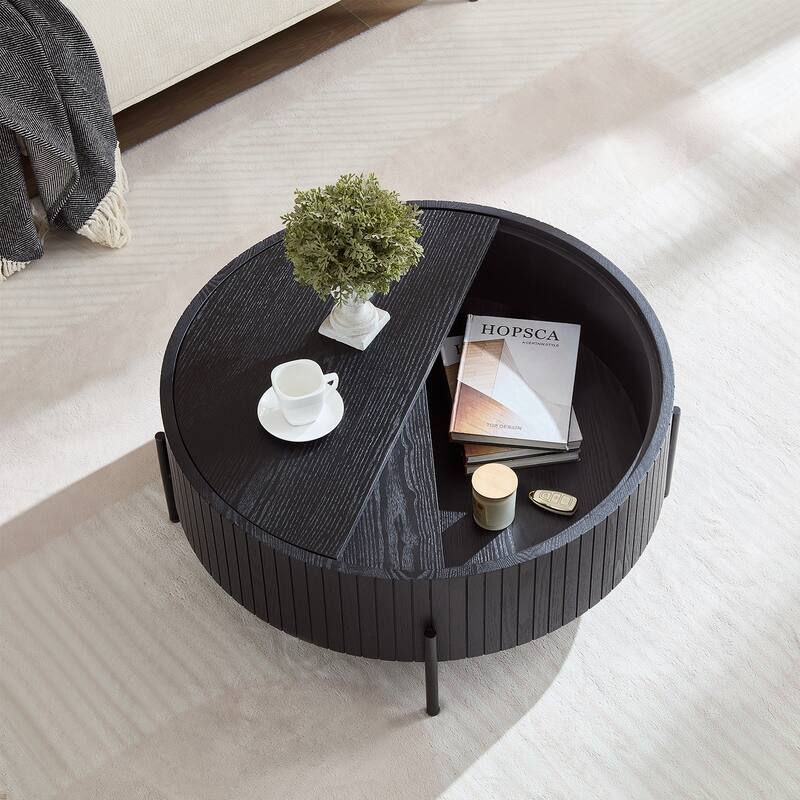 Modern Round Coffee Table with Storage