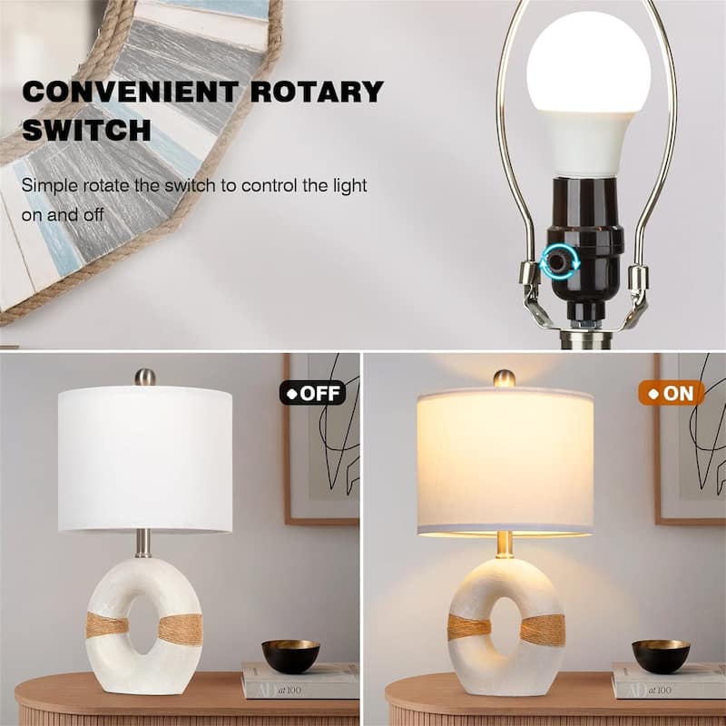 18” Farmhouse Style Bedside Lamp Set of Two