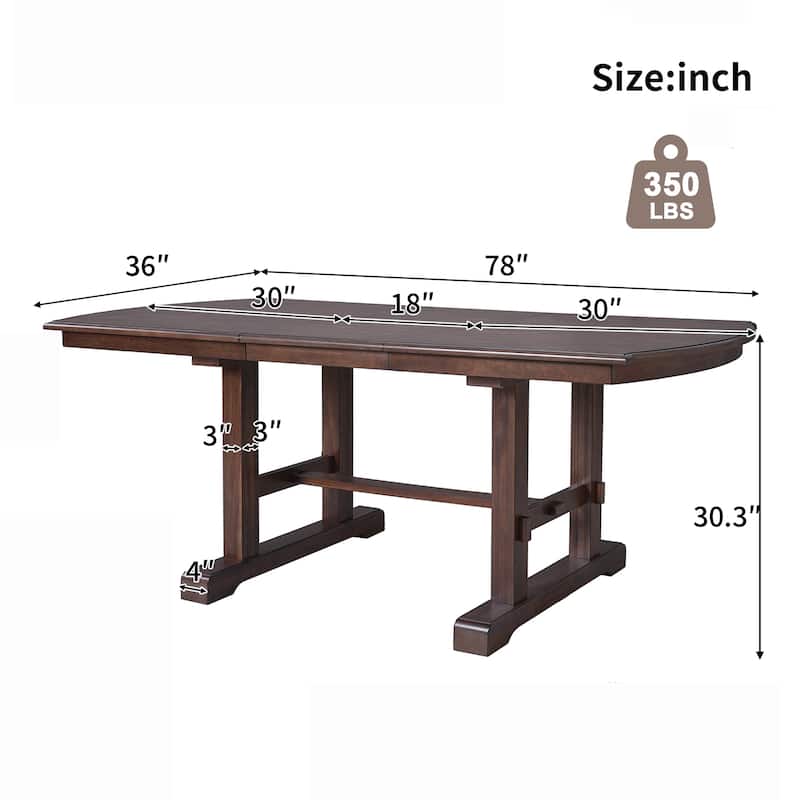 60"-78" Extendable Dining Table, Farmhouse Wooden Kitchen Table with Removable Leaf for 4-8
