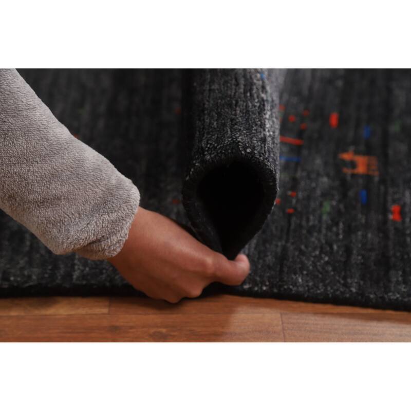 Gabbeh Oriental Area Rug Handmade Tribal Grey Silk Carpet - 8'11" x 11'11"